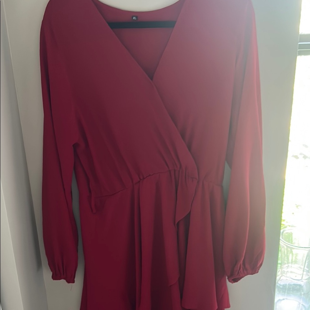 Elegant Red Wrap Dress